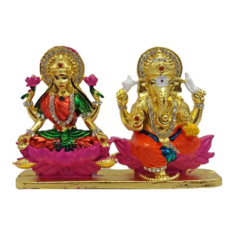 Buy Brass Gold Plated Lord Laxmi Ganesha Statue Hindu Goddess Laxmi And