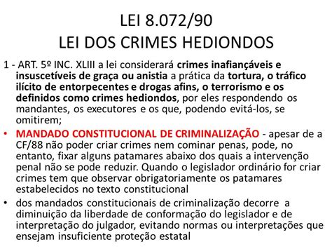 LEI 8 072 90 LEI DOS CRIMES HEDIONDOS Ppt Carregar