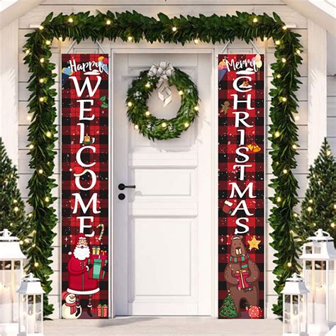 Deyuer 1 Pair Door Banner Eye Catching Waterproof Oxford Cloth Xmas