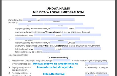 Umowa Najmu Mieszkania Wz R Pdf Umowy Wynajmu Mieszkania