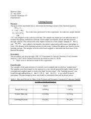 Lab6 Docx Marissa Udine 27 June 2018 General Chemistry 137 Experiment