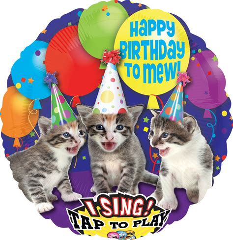 Singing Happy Birthday Kitten Foil Balloon, Helium Inflation Included ...