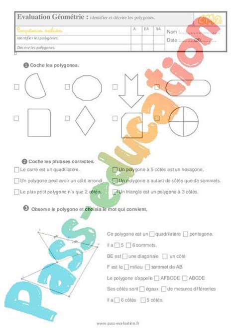 Identifier Et D Crire Les Polygones Au Cm Evaluation Qcm Quiz