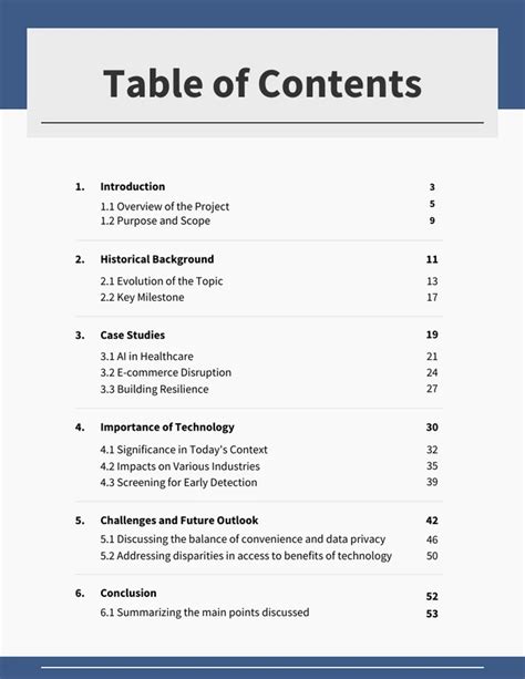 Blue Grey Project Design Table Of Content Template Venngage