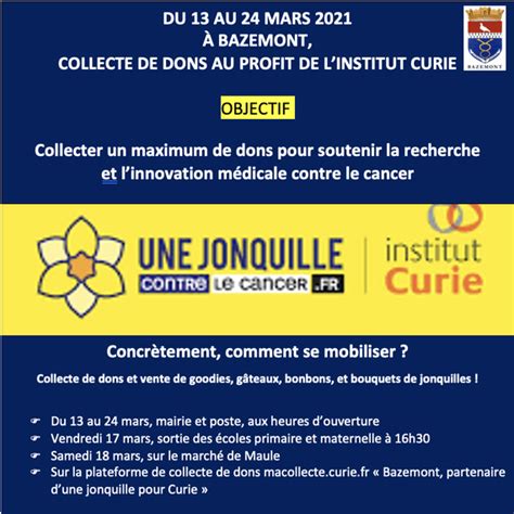 Institut Curie Bazemont Partenaire D Une Jonquille Pour Curie