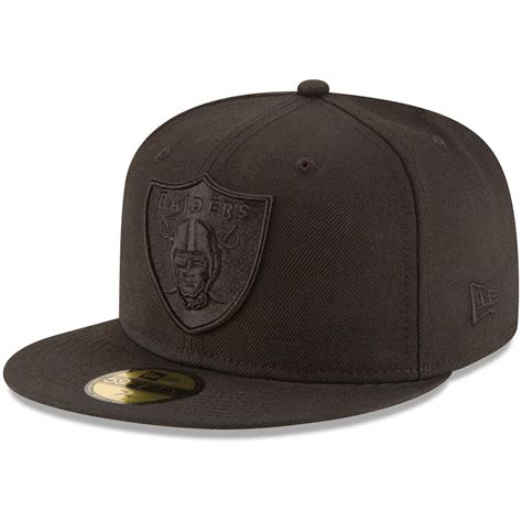 Oakland Raiders New Era Black on Black 59FIFTY Fitted Hat