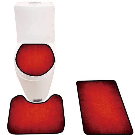 Pudmad Red Backgroun Backgroun Piece Bathroom Rugs Set Bath Rug