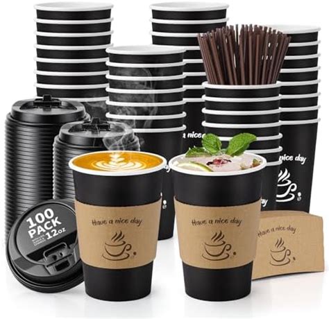 Amazon Primens Insulated Disposable Coffee Cups With Lids Straws