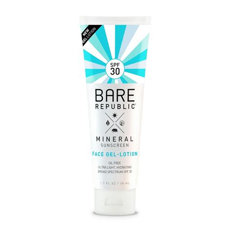 Bare Republic Mineral Spf 30 Sunscreen Face Gel Lotion Fragrance Free