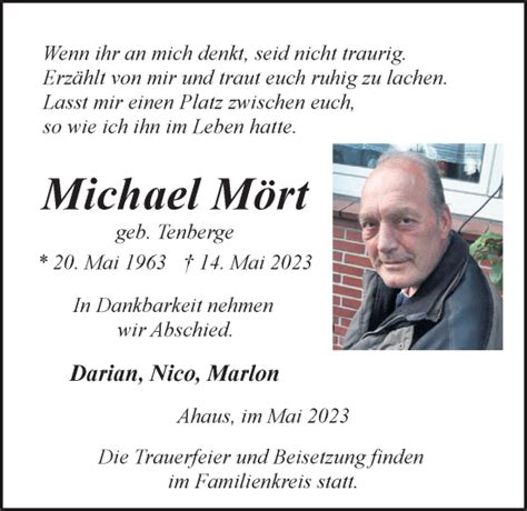 Traueranzeigen von Michael Mört sich erinnern de