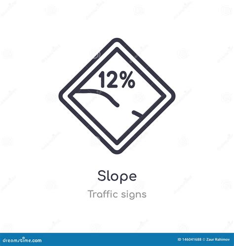 Slope Outline Icon Isolated Line Vector Illustration From Traffic