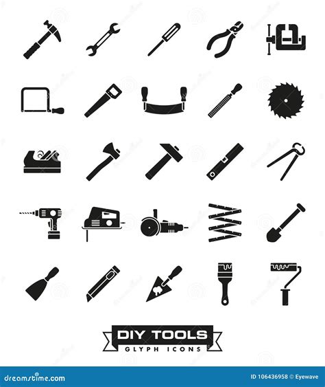 Crafting Tools Glyph Icon Set Stock Vector Illustration Of Grinder