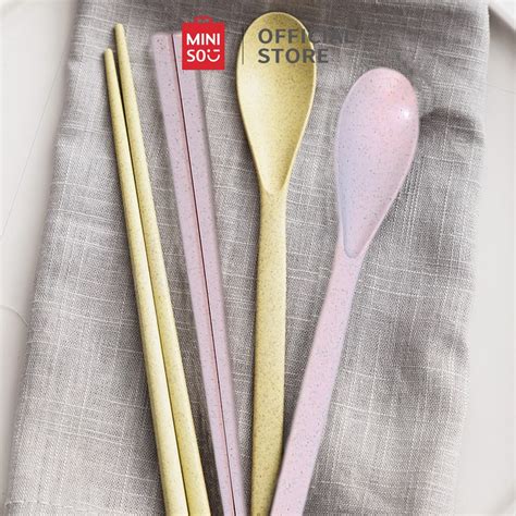 Jual Miniso Beauty Wheat Straw Tableware Two Piece Set Spoon