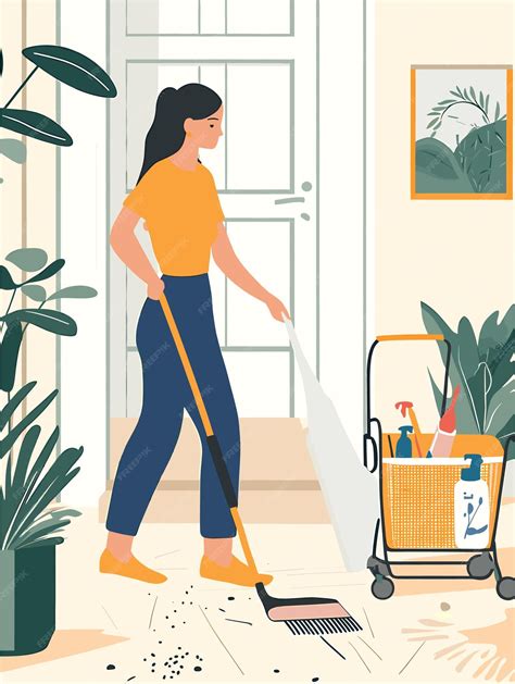 Bright and Tidy Entryway Cleaning in Progress | Premium AI-generated vector