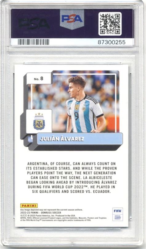 Donruss Fifa Julian Alvarez Teal Rated Rookie Rc Psa Mcp