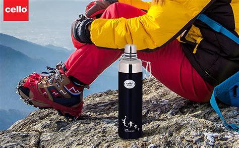 Buy Cello Sleek Stainless Steel Double Walled Water Bottle Flask Hot And Cold Ml Blue