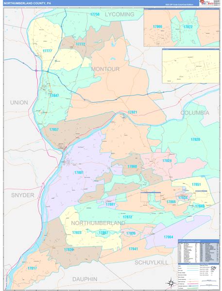 Wall Maps of Northumberland County Pennsylvania - marketmaps.com