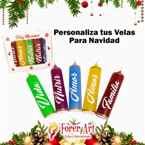 Velas Tubulares Caja X 5 Personalizadas Navideñas con Deseos o Nombres