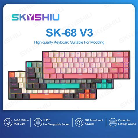 Skyshiu Sk V Mechanical Keyboard Key Hot Swap Dustproof Red Switch High Gloss Rgb Light
