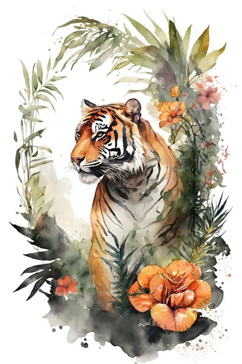 Premium Photo Tiger Watercolor Ai Generated