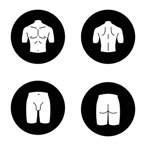 Plastic Surgery Chalk Icons Set Male Body Contouring Penis Enlargement