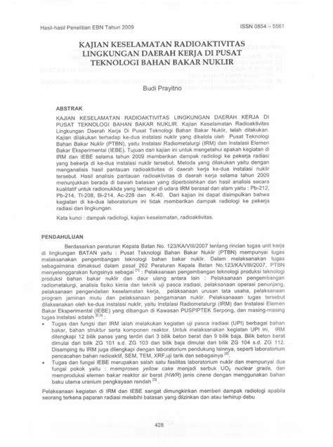 PDF KAJIAN KESELAMATAN RADIOAKTIVITAS LINGKUNGAN Digilib Batan Go Id