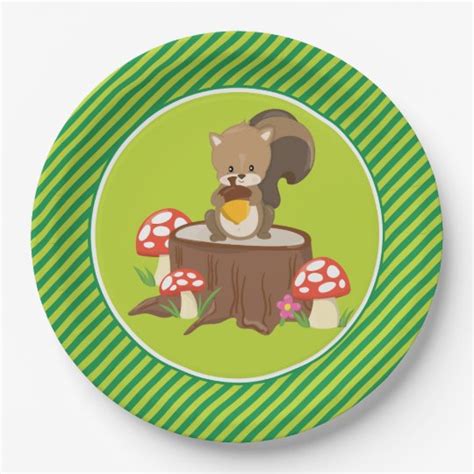 Woodland Animals | Squirrel Paper Plate | Zazzle.com