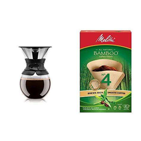 Bodum Pour Over Coffee Maker with Permanent Filter, 1 Liter, 34 Ounce ...