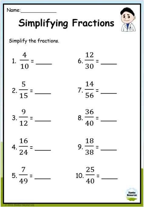 Fractions Worksheets 6th Grade