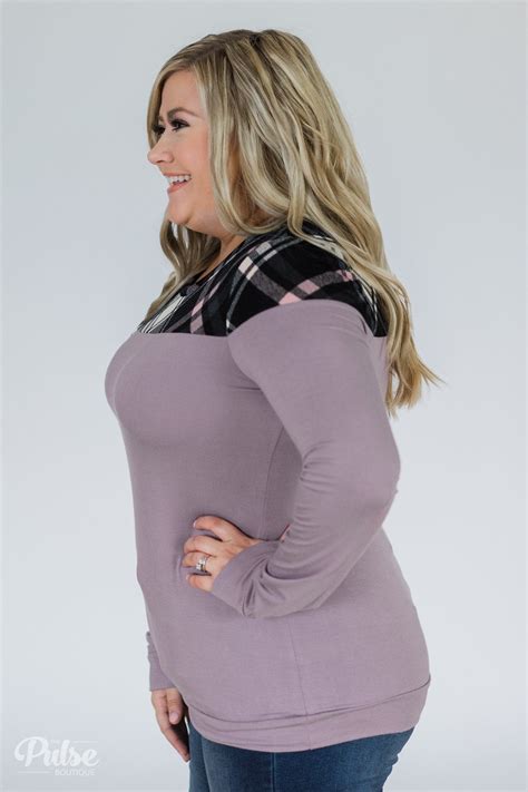 Lavender And Plaid Long Sleeve Top The Pulse Boutique