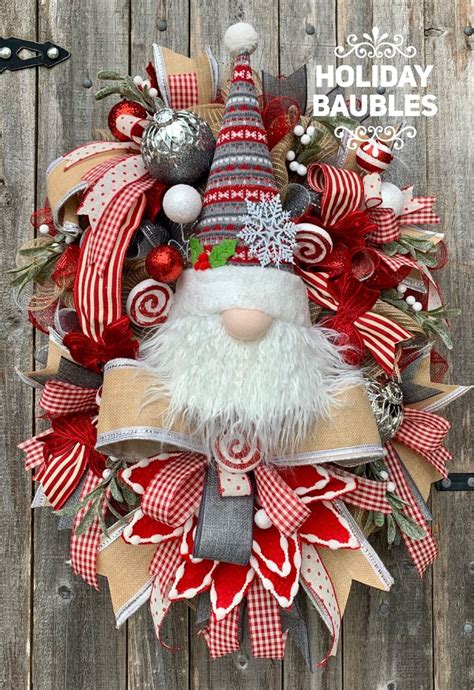 Christmas Wreath Christmas Gnome Wreath Gnome Wreath Etsy In