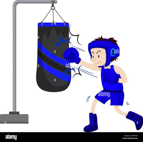 Boxer Punching On Punching Bag Illustration Stock Vector Image And Art