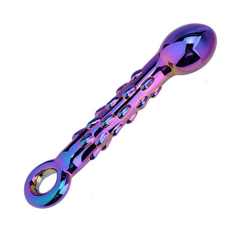 Rainbow Titanium Pyrex Glass Dildo Glass Sex Toys Ass Anal Butt
