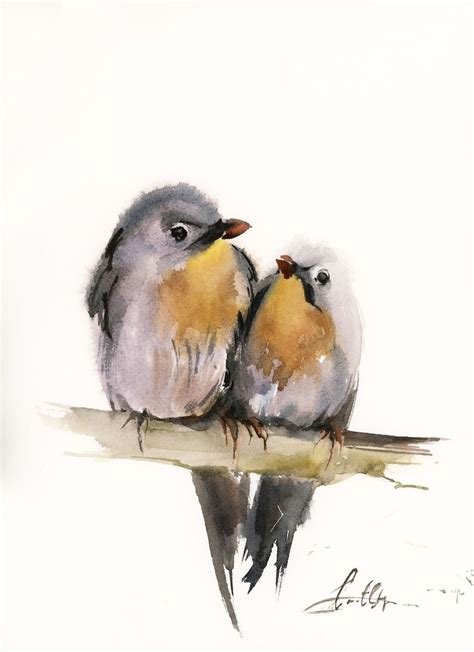 Couple 2017 Watercolour By Sophie Rodionov Bird Watercolor Print Watercolor Bird Birds