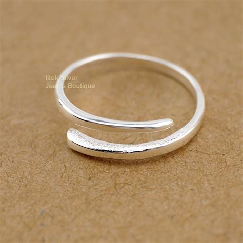 925 Sterling Silver Line Adjustable Knuckle MIDI MID Pinkie Toe Ring