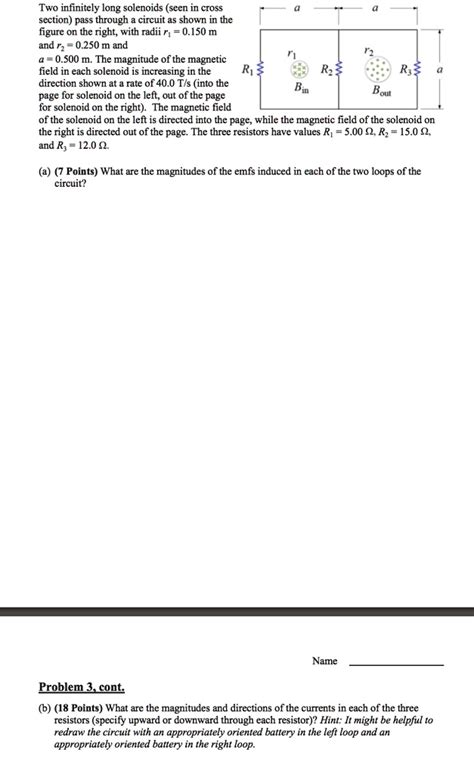 Solved Two Infinitely Long Solenoids Seen In Cross Section Pass Through Circuit Shown In The