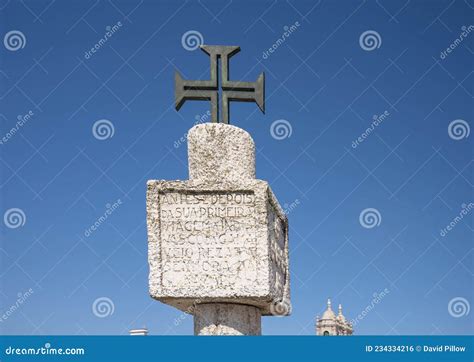 Limestone Memory Pillar With Inscription And Order Of Christ Cross