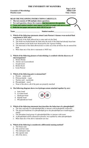 Test 1 2017 Questions MBIO 1220 Essentials Of Microbiology Term