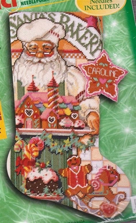 Bucilla Baker Santa Gingerbread Cookies Holiday Needlepoint Stocking