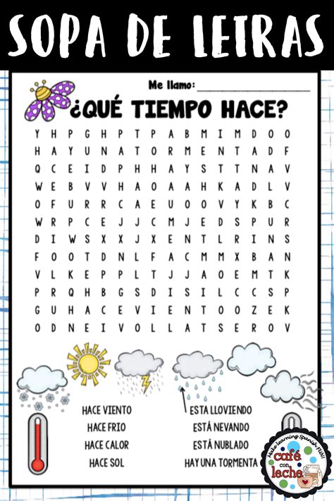 Sopa De Letras Del Tiempo Weather Word Search Activity In Spanish Spanish Activities