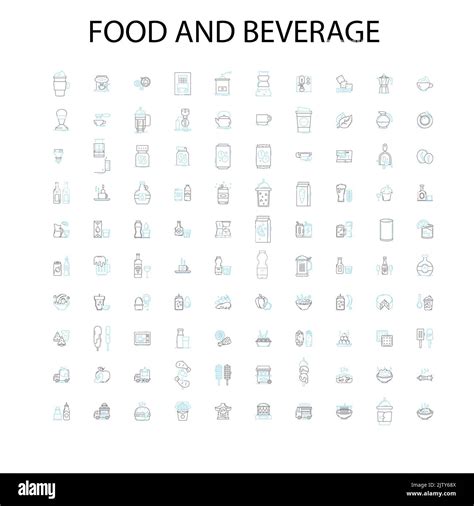 food beverage icons, signs, outline symbols, concept linear illustration line collection Stock ...