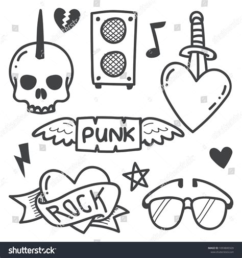 Punk Rock Doodle Illustration Series Rock Stock Vector Royalty Free