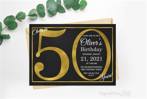 50th Birthday Invitations Men Birthday Party Chalkboard Etsy