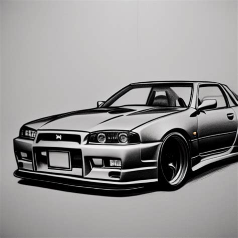 Croquis Au Crayon Nissan Skyline R Creative Fabrica