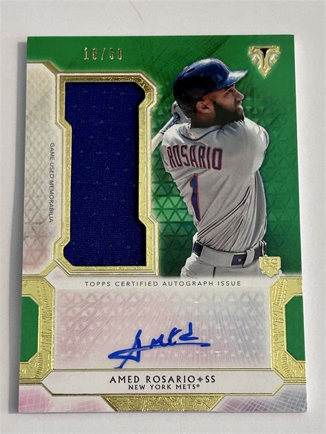 Amed Rosario Topps Triple Threads Jumbo Relic Green Auto