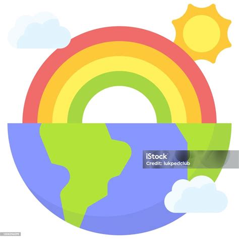 Rainbow With Half Earth Icon Earth Day Related Vector Stock Illustration Download Image Now