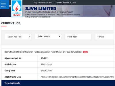 Sjvn Recruitment Apply Online For Field Officer Junior Field