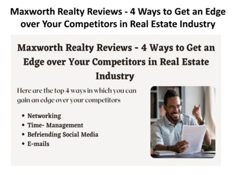 Maxworth Realty Reviews 4 Ways To Get An Edge Over Your Competitors