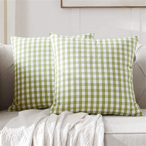 Foindtower Pack Of 2 Farmhouse Decorative Gingham Throw Pillow Covers