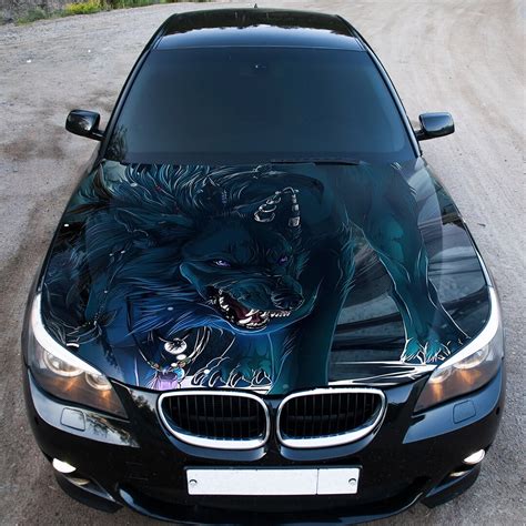 Angry Wolf Car Hood Wrap Car Hood Decal Car Hood Sticker Hood Wrap For Cars Truck Hood Wrap